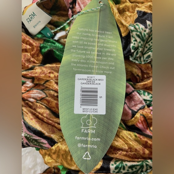 NWT $345 Farm Rio Garden Velvet Long Sleeve Midi Dress - Picture 8 of 8